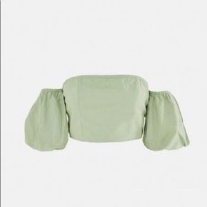 Missguided green puff sleeve crop top